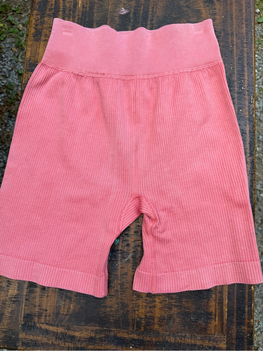 SO Coral Ribbed Knit Bike Shorts
